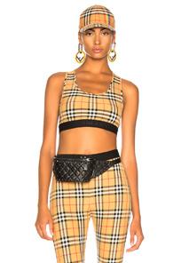 Burberry Dalby Bra Top In Neutral,plaid