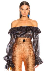 Petar Petrov Edwige Top In Blue,orange,metallics