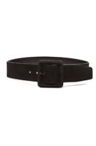 Saint Laurent Suede Buckle Belt In Black