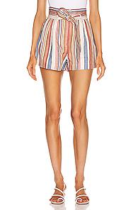 Frame Tie Up Short In Blue,pink,stripes