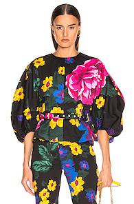 Marques ' Almeida Curved Sleep Top In Black,floral