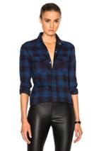 Saint Laurent Winter Check Western Shirt In Blue,checkered & Plaid