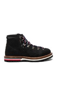 Moncler Leather Blanche Scarpa Boots In Black