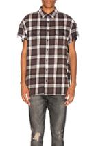 R13 Oversized Cut Off Shirt In Black,checkered & Plaid