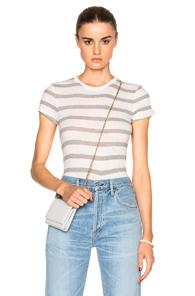 Atm Anthony Thomas Melillo Cap Sleeve Tee In Stripes,gray