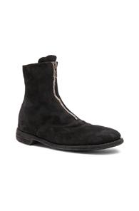 Guidi Stag Suede Zipper Boots In Black