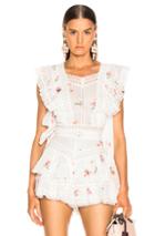 Zimmermann Heathers Pintuck Top In Floral,white