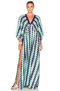 Missoni Mare Long Caftan In Green,geometric Print