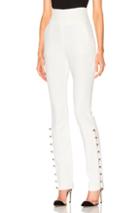 David Koma Loops & Metal Balls Hem Embroidered Trousers In White