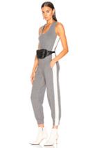 Norma Kamali Side Stripe Cross Back Jog Jumpsuit In Gray