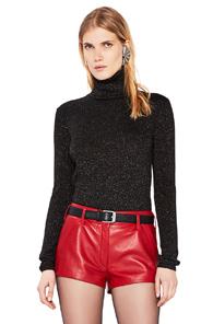 Saint Laurent Lurex Turtleneck Sweater In Black