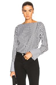 Ag Adriano Goldschmied Famke Top In Gray,stripes,white