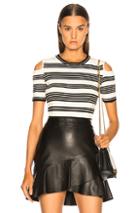 Frame Could Shoulder Crew Sweater In Black,stripes,white