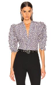 Isabel Marant Andora Top In Blue,paisley,white