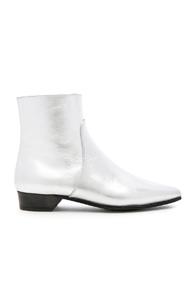 Alumnae Leather Pointy Zip Booties In Metallics