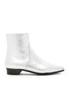 Alumnae Leather Pointy Zip Booties In Metallics