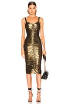 Dolce & Gabbana Stretch Lame Ruched Dress In Metallic