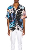 Ksubi Palms Resort Print Shirt In Abstract,black,blue