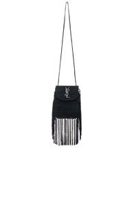 Saint Laurent Anita Crochet Crossbody Bag In Black