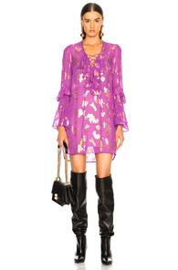 Dundas Lace Up Fil Coupe Blouse In Floral,metallics,purple