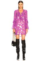 Dundas Lace Up Fil Coupe Blouse In Floral,metallics,purple