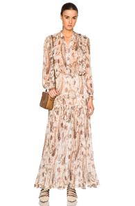 Zimmermann Mischief Frill Dress In Neutrals,abstract