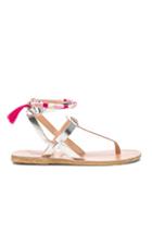 Ancient Greek Sandals X Lemlem Metallic Leather Estia Wrap Sandals In Metallics,pink