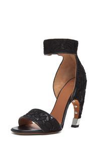 Givenchy Lace & Leather Heels In Black,floral