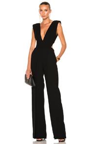 Brandon Maxwell Deep V Jumpsuit In Black