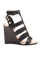 Balenciaga Studded Leather Wedge Sandals In Black