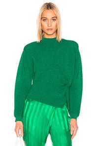 Michelle Mason Long Sleeve Twist Sweater In Green