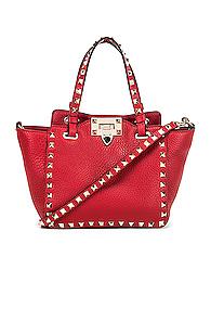 Valentino Rockstud Mini Tote In Red