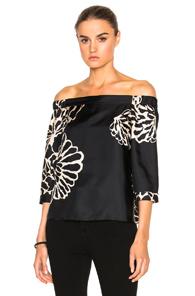 Tibi Off Shoulder Top In Black,floral