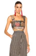 Oscar De La Renta Printed Blouse In Abstract,floral,green,pink