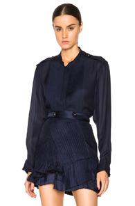Isabel Marant Sophia Satin Mousseline Top In Blue