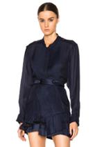 Isabel Marant Sophia Satin Mousseline Top In Blue
