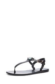 Ancient Greek Sandals Eye Calfskin Leather Sandals In Black