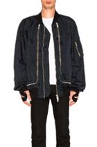 Unravel Nylon Oversized Zip Bomber In Blue