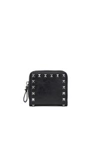 Valentino Rockstud Noir Zip Around French Wallet In Black