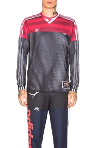 Adidas By Alexander Wang Photocopy Long Sleeve Top In Stripes,red,gray
