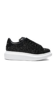 Alexander Mcqueen Platform Lace Up Sneakers In Black,metallics