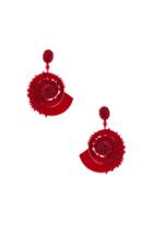 Oscar De La Renta Beaded Seashell Earrings In Red