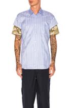 Comme Des Garcons Shirt Yarn Dyed Cotton Stripe Shirt In Blue,stripes,abstract
