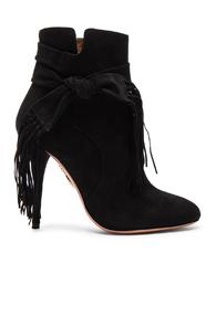 Aquazzura Suede Loren Booties In Black