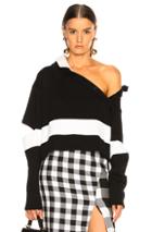 Monse Wide Stripe Polo Sweater In Black,white