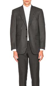 Thom Browne Wool Flannel Distressed Jacket In Gray