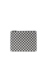 Givenchy Large Zip Pouch In Black,white,checkered & Plaid
