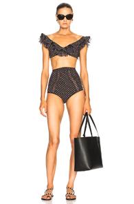 Zimmermann Painted Heart Cascade Bikini Set In Black,geomtric Print