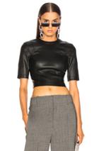 T By Alexander Wang Leather Short Sleeve Top In Black