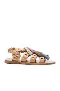 Zimmermann Leather Link Tassel Sandals In Neutrals